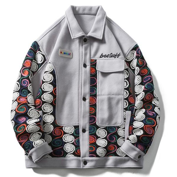 

men's jackets 2021 hip hop streetwear jacket patchwork terry embroidery varsity coat japanese fashion harajuku goth punk retro casual, Black;brown