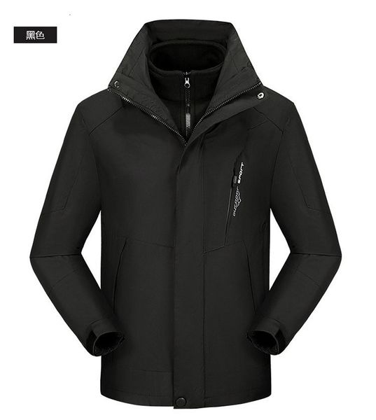 

outdoor stormsuit three in one or two-piece windproof sports windbreaker couple's pure black team uniform, Black;brown