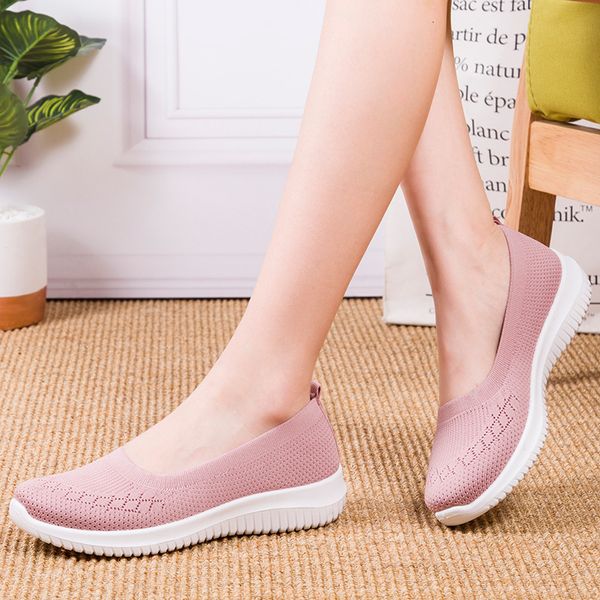 

women casual light breathable vulcanized mesh outdoors slide-in sock plus size shoes 8f a23m, Black