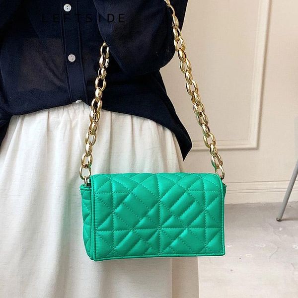 

evening bags thick chain design small leather flap underarm baguette for women 2021 summer lady shoulder bag handbag female