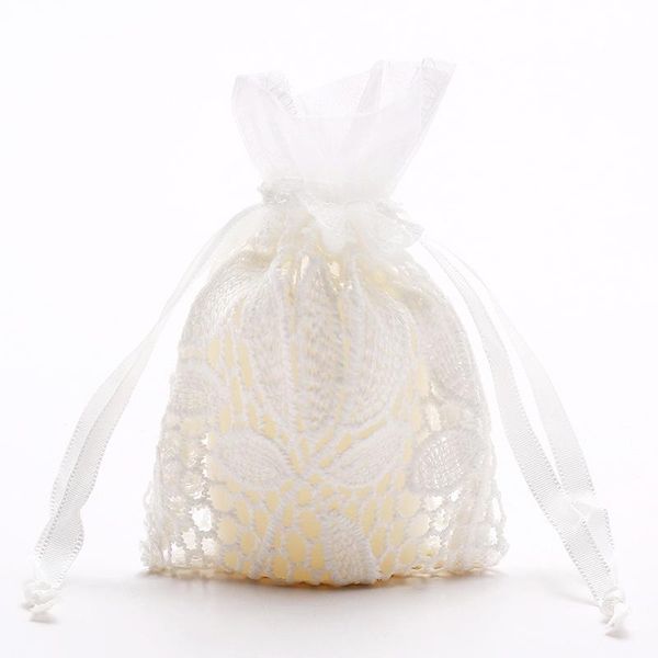 

gift wrap white color cotton leaf style cloth drawstring wave lace bag for diy sundries craft pouch candy wedding party decor