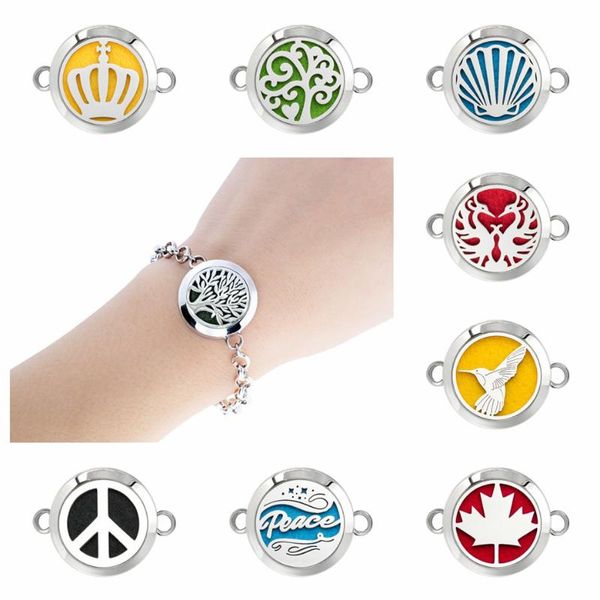

charm bracelets heart tree shell basketball essential oil diffuser locket bracelet 25mm for women aroma 10pads, Golden;silver