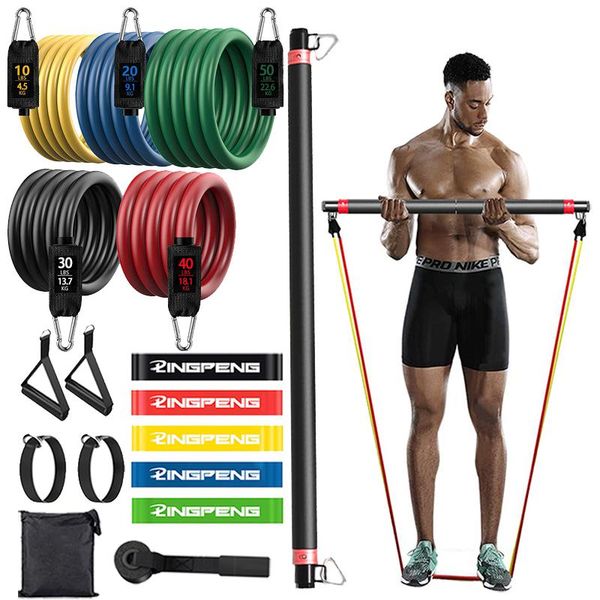 

resistance bands fitness pull rope rubber band yoga elastic belt upgrade training stick set pilates exercise equipment