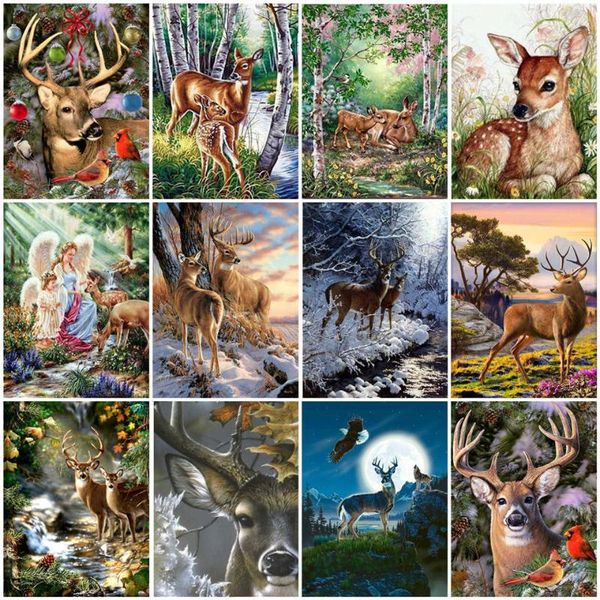 

diamond painting azqsd 5d diy deer handmade gift embroidery cross stitch picture of rhinestone decor