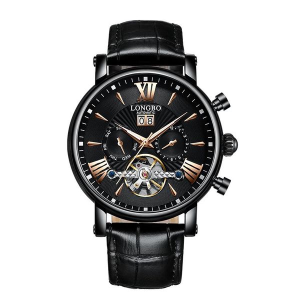

wristwatches longbo 83236 mechanical classic style business waterproof luxury mens sport watches leather, Slivery;brown