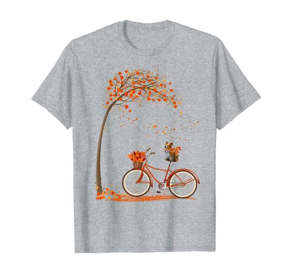 

dog leaf fall autumn cycling funny corgi lover t-shirt, White;black