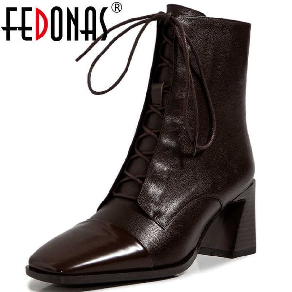 

ankle boots winter est genuine leather side zipper high heels felame working party women's 210528, Black