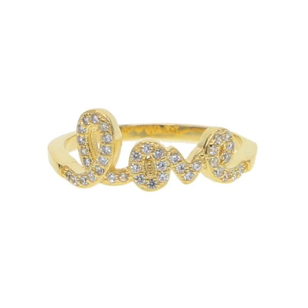 

cluster rings romantic letter for women 925 sterling silver delicate multi-color cubic zirconia lover dainty cz tiny ring girl gift, Golden;silver