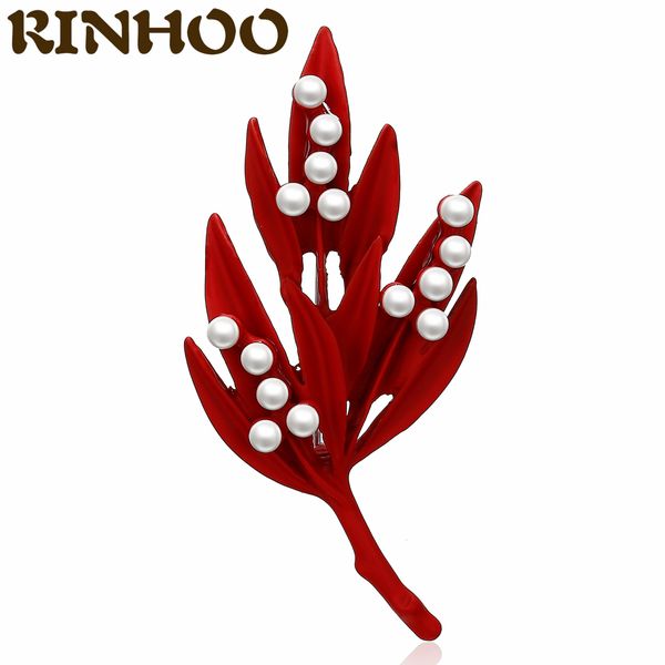 

boho red green color plant pearls pin paint color tree leaf brooch for women jewelry friendship giftdio chan contact, Gray