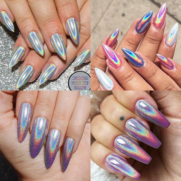 

nail glitter 1 box holographics silver black colorful sequins gel, Silver;gold