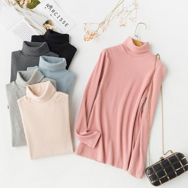 

women's sweaters bottoming pullover sweater women turtleneck 2021 autumn winter korean simple long sleeve knitted jumper female knitwea, White;black