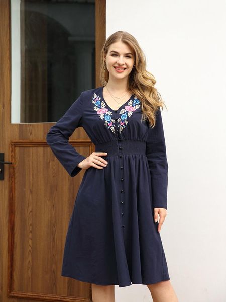 

casual dresses vestidos de mujer autumn women clothing long sleeve midi dress v neck print knee length elegant mori girls, Black;gray