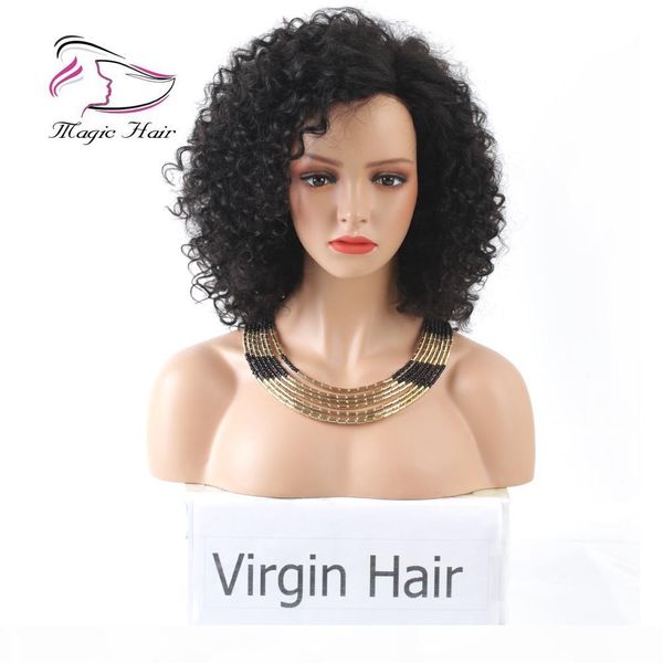 

evermagic brazilian virgin hair lace front wigs pre-plucked hairline lace frontal human hair wigs for black women glueless, Black;brown