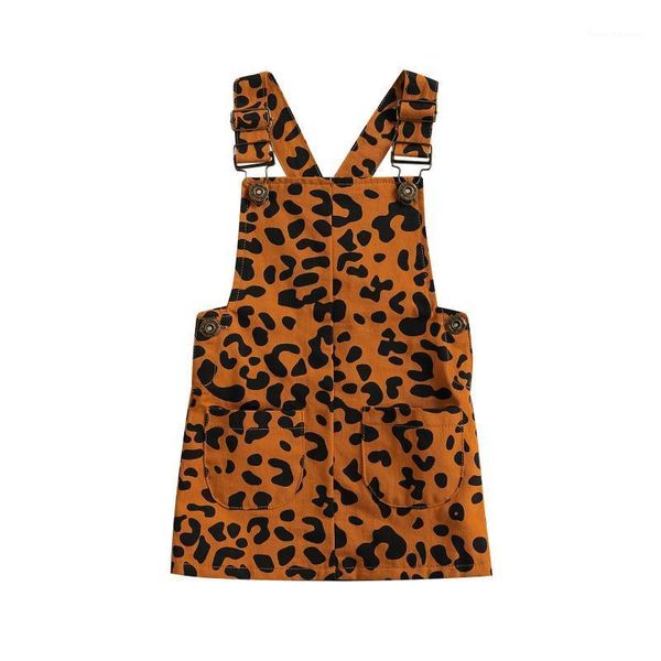 

girl's dresses 2021 lovely fashion kids baby girls leopard print suspenders dress adjustable straps cotton short 1-6y summer1, Red;yellow