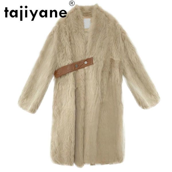 

women's fur & faux women coats winter 2021 real coat clothing genuine sheep shearing wool jackets woman abrigo mujer tn1577, Black