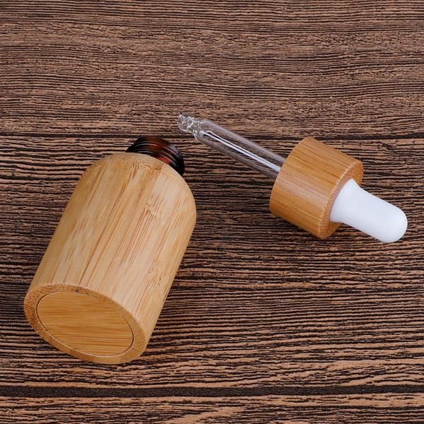 

storage bottles & jars empty refillable bamboo glass eye dropper bottle essential oil with pipettes makeup cosmetic sample container mar27