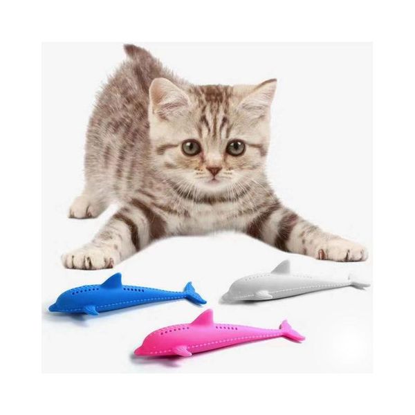 

cat toys fish-shaped soft silicone mint fish toy catnip pet clean teeth toothbrush chew cats for cleaning