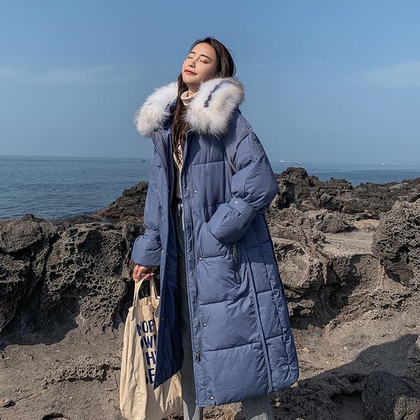 

women's trench coats ailegogo winter women long cotton parkas large fur collar hooded coat casual padded warm jackets wadded snow overc, Tan;black