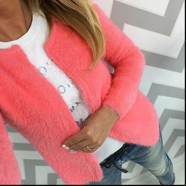 

spring autumn fleece sweater long sleeve o neck cardigan fashion casual knitting open stitch cardigans coat plus size xl, White;black