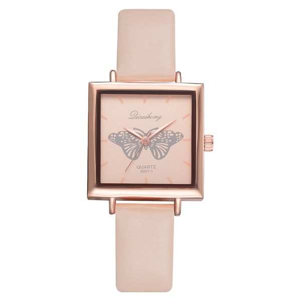 Женские квадратные наручные часы Новые кварцевые часы с морщинистым кожаным ремешком для женщин цвета двенадцать