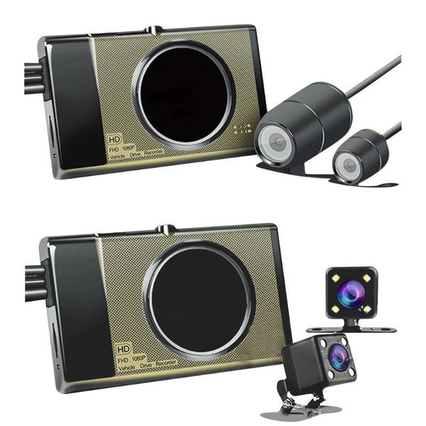 

dc 5v motorcycle driving recorder with 3-inch hd screen 1080p hidden front back dual cameras mirror battery locomotive recorder car dvr