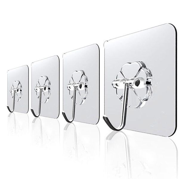 

hooks & rails 10/20pcs plastic transparent strong self-adhesive door wall hanger hook suction heavy-duty kitchen and bathroom rack cup sucke
