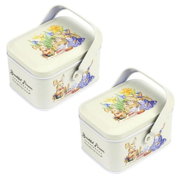 

2 pcs easter iron candy jar portable candy box parctical storage jar