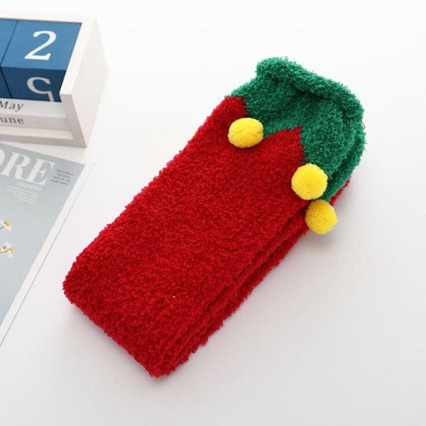 

footies children's christmas socks knee cute coral velvet warm parent-child pads baby long tube, Blue