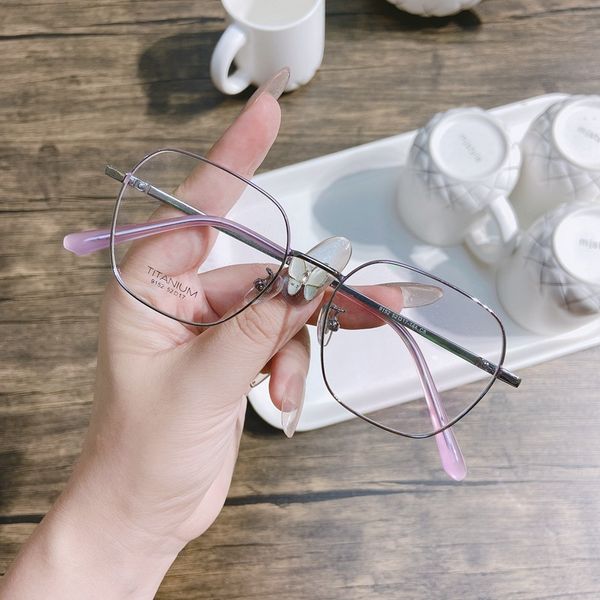 

70% off pure women's titanium alloy frame, myopia can be equipped with light glasses plain color frame 8ffe, White;black