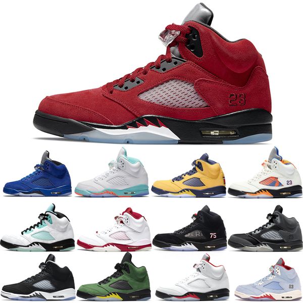 

basketball shoes 5s for men 3 space jam oreo metallic silver royal international flight ice blue fire red wings what the white stealth light, White;red