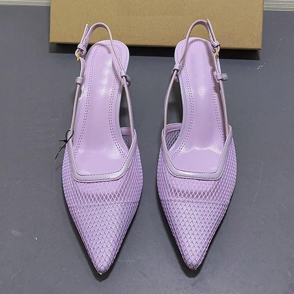

sandals 2021 fashion thin heel shoes ladies pointed toe slingback summer mesh slip on mule elegant pumps shoe, Black
