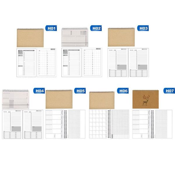 

2021 2021 notebooks agendas planner diary weekly spiral organizer note books monthly kraft paper schedule learning supplies, Purple;pink