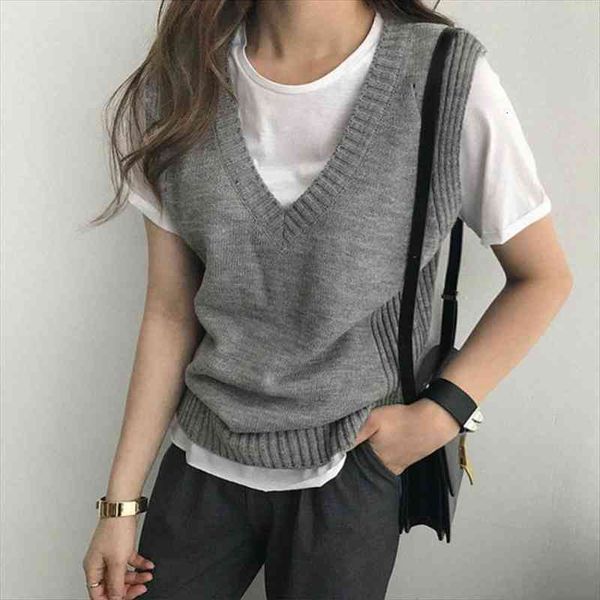 

korean version simple and womens sweaters versatile show thin v neck knitted vest women sweater wear, White;black