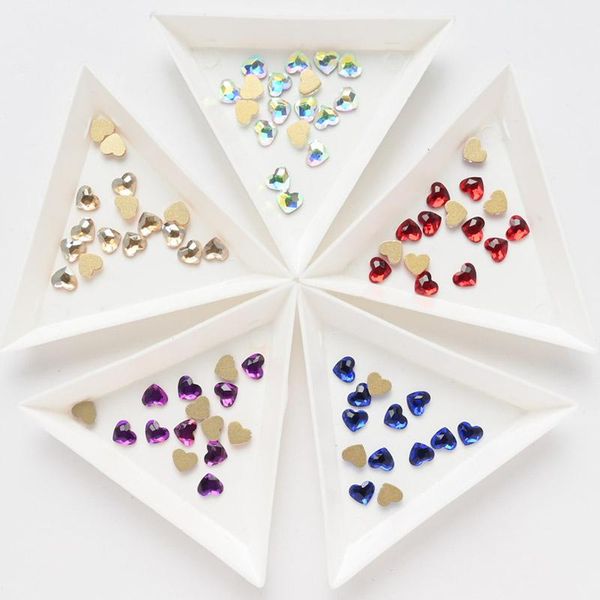

nail art decorations 1bag (5.5*6mm) chameleon stone heart crystal diamond lot 3d manicure uv gel diy jewelry accessory 50pcs #jz, Silver;gold