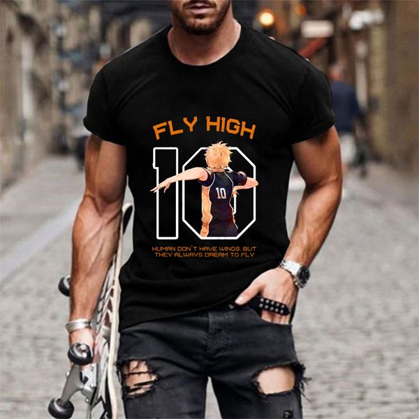

men's t-shirts haikyuu haikyuu hinata sapyo 10 t-shirt short sleeve anime male t-shirts summer oitu, White;black