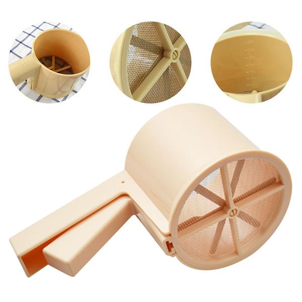 

baking hand crank semi automatic sieve sugar fine mesh cake handheld filter flour sifter home kitchen diy
