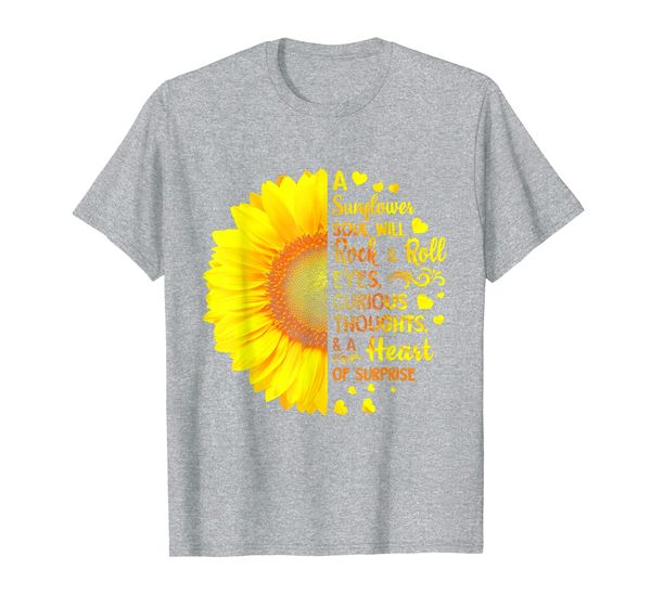 

a sunflower soul will rock roll eyes curious thoughts tee t-shirt, White;black