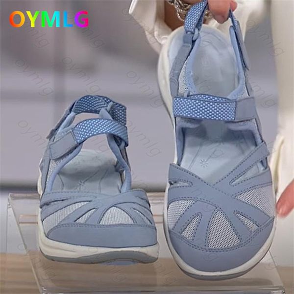 

sandals 2021 summer women's slope heel platform sports mesh round toe baotou large size women, Black