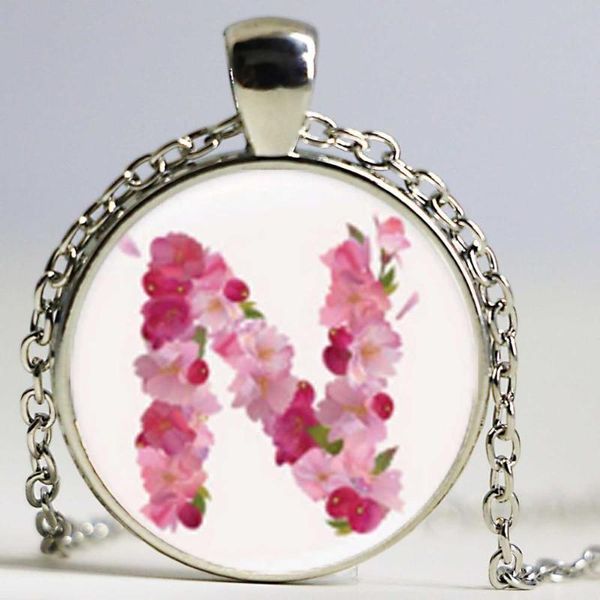 

pendant necklaces flower n art glass cabochon plated necklace for man woman jewelry as gifts, Silver