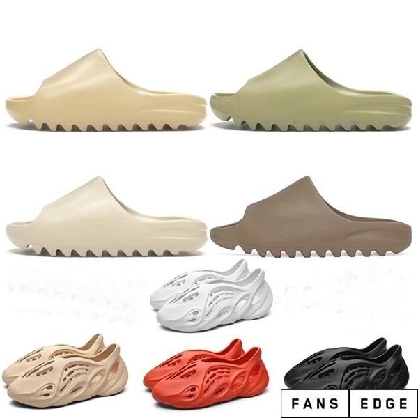 

2020 fashion resin bone earth brown desert sand eva foam runner kanye west slides mens womens kid children slipper slippers sandals, Black