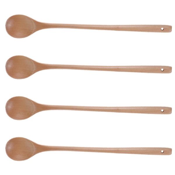 

spoons 4 pcs 1 bag simple coffee polished mixing jam (log color)