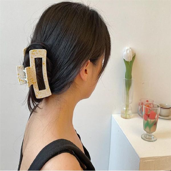 

hair clips & barrettes aomu summer colorful acrylic resin spot irregular geometricrectangle hairpin matte hollow big claw for women fashion, Golden;silver