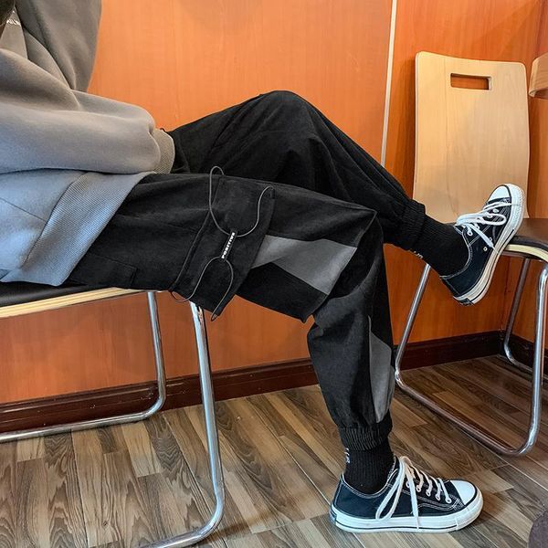 

men's pants drawstring overalls trendy brand ins loose 2021 casual, Black