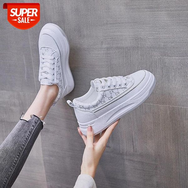 

women casual shoes 2021 new spring women shoes fashion embroidered white sneakers breathable chunky lace-up platform #zz1y
