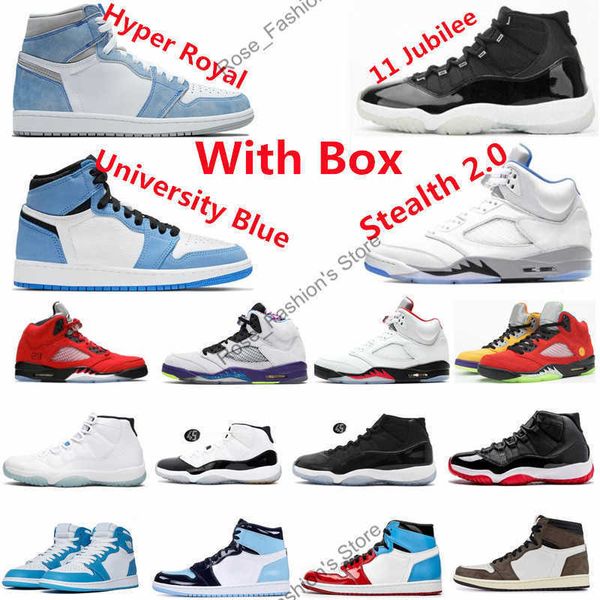 

1 hyper royal university blue basketball shoes 11 11s jubilee bred 5 stealth 2.0 raging bulls red fire sports sneakers with box