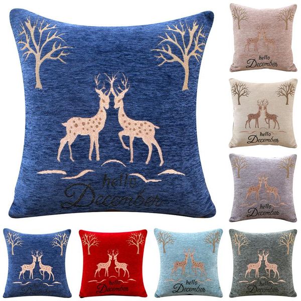 

cushion/decorative pillow 45x45cm soft chenille cushion covers double deer jacquard cases car living office bedroom pillowcase home decorati