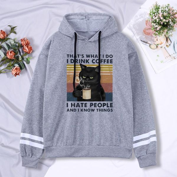 

men's hoodies & sweatshirts that's what tido i drink coffee prints male hoody fashion stripe autumn sweatshirt hoodie ca, Black