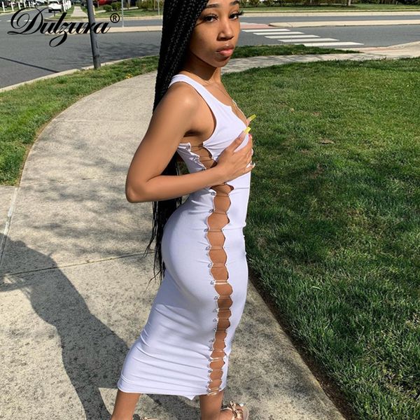 

sleeveless long o neck dress side pin new style 2021 summer women elegant casual solid color stretchy dress, Black;gray