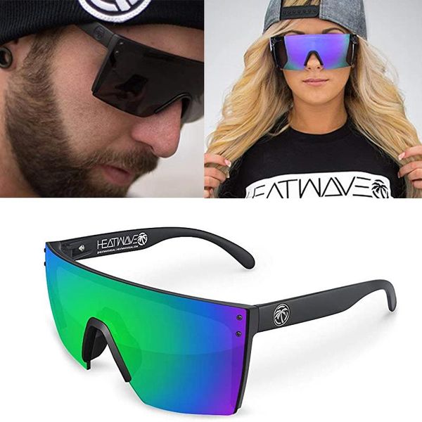 

sunglasses 2021 luxury heat wave brand square conjoined lens goggles women men sun glasses uv400, White;black
