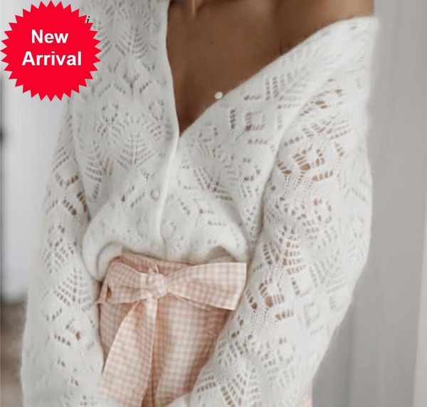 

women sweater 2021 new hollow crocheted mohair cardigan, White;black